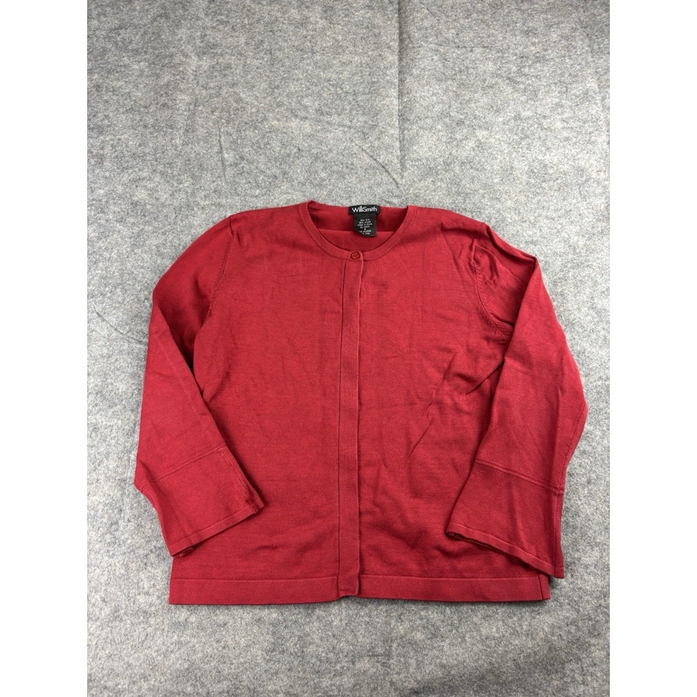 Willi Smith Women's S Silk Blend Red Cardigan Academia Preppy Y2K VTG Old Money